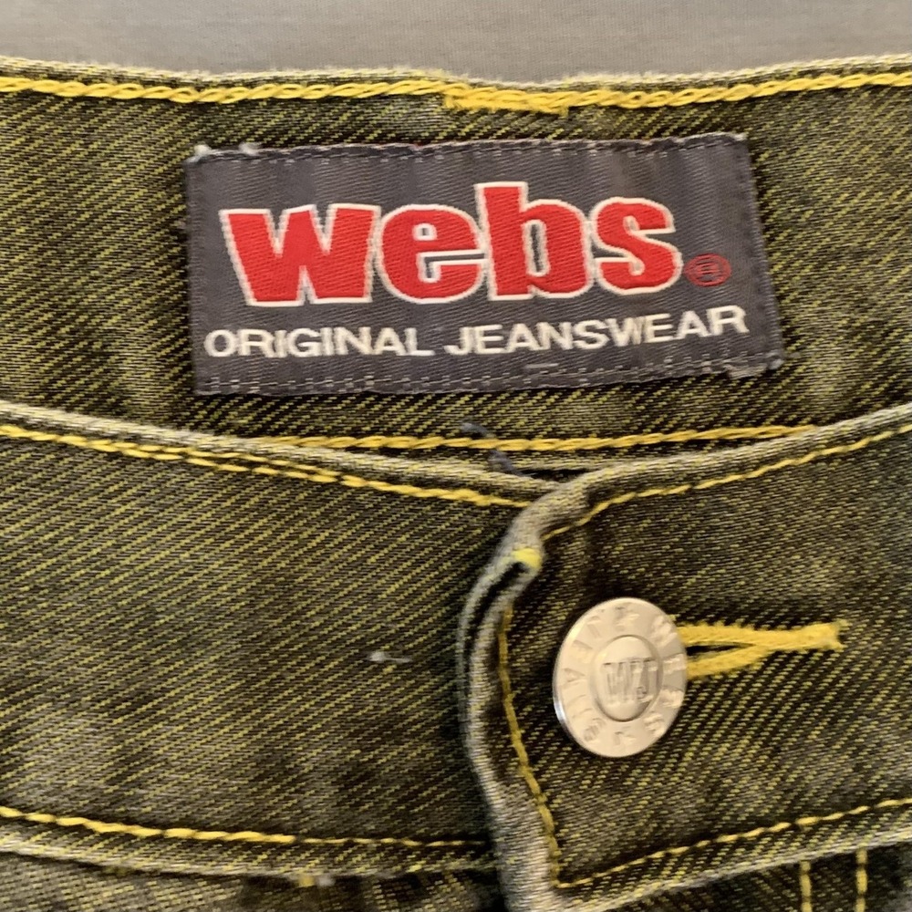 Webs Baggy Carpenter Cargo Shorts Mens 38 Gray Denim Utility Pockets Contrast - Picture 2 of 10